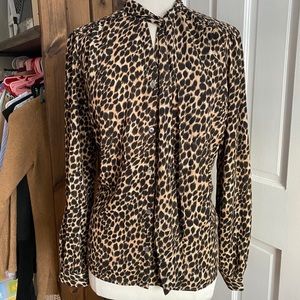 J. Crew Leopard Secretary Blouse